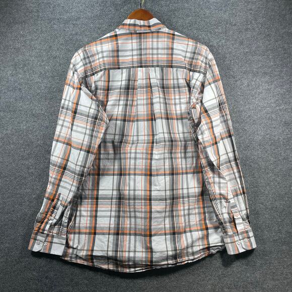 Cinch Button Down Western Shirt Men's Medium Orange/Black/White Plaid Cowboy - Picture 9 of 10